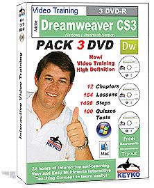 Adobe Dreamweaver CS3 Training Tutorial 3 DVDs Mac PC