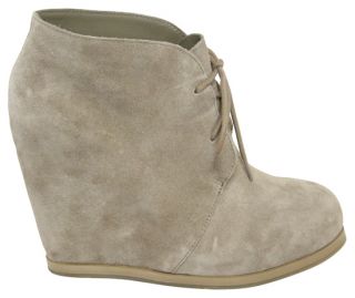DV by Dolce Vita Pura Taupe Suede Bootie Wedge Heel Lace Up Shoes 8