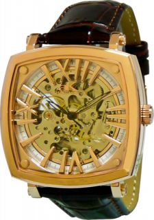 THIS IS A BRAND NEW AUTHENTIC ADEE KAYE MENS ROSETONE SKELETON DIAL