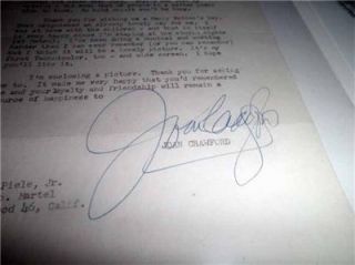 Joan Crawford Signed Vintage 53 Letter COA R R Enterpr
