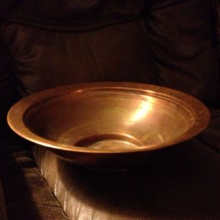 Large Round Old Vintage Vtg Copper Bowl Dish Basin Mixing