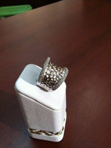 Effy Collection 925 Sterling Silver Pave Diamonds Hammered Ring 1 2 Ct
