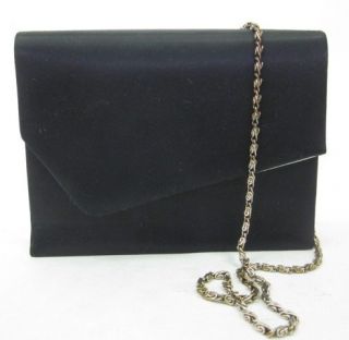Dyeables Black Satin Chain Link Evening Clutch Handbag