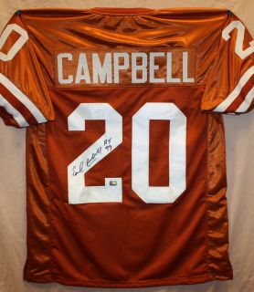Earl Campbell Autographed Univ of Texas Longhorns Orange Jersey