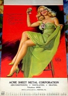Marilyn Monroe Earl Moran Ad Calendar Pinup Litho 1948 VTG Rare