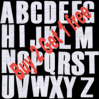 Letter A to Z Embroidered Iron on Black or White 3 inch Bikers Back