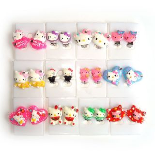 Lot 3 Pairs Assorted Hello Kitty Clip on Earrings Girls Kids Children