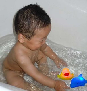 2pcs Baby Bath Fun LED Flashing Duck Dolphin Toy Rubber