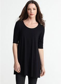 NWT Eileen Fisher Scoop Neck Long Black Viscose Jersey Tunic $138 Top