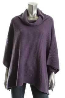 Eileen Fisher New Purple Turtleneck Ribbed Poncho Sweater Top Petites