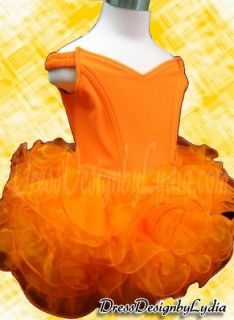 075Z Orange Shell National Pageant Party /Wedding Flower Girls Dress