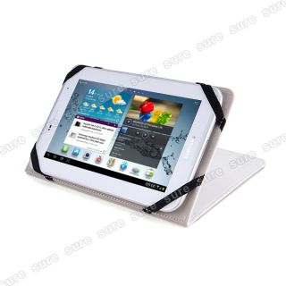 Tablet PC Ebook Reader Leather Case Cover Pouch White Universal