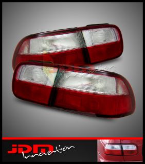 92 95 Civic EG Coupe Sedan JDM Red Clear Tail Lights Brake Lamps