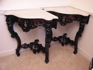 Impressive Victorian Rococo Rosewood Corner Tables