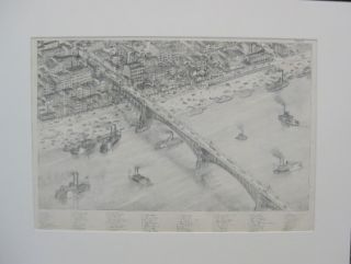 1875 Orig Lithograph Pictorial St Louis Eads Bridge