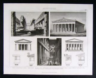1874 Print Greek Architecture Pasteum Olympia Parthenon