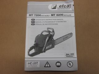 Efco MT7200 MT8200 Chainsaw Operators Manual