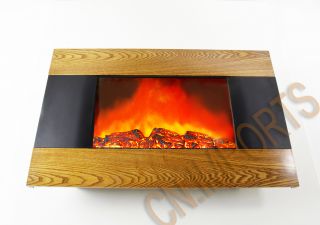  Mounted Wood Trim Panel Electric Fireplace Heater with Logs C510AL