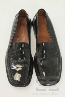 Tods Black Patent Leather Womens Penny Loafer Flats Size 8.5