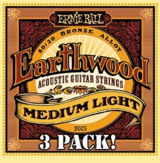 Pack Ernie Ball Earthwood Acoustic Guitar Strings Medium Light 2003