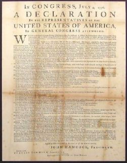 Dunlap’s First Printing of Declaration of Independence