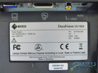 EIZO DV1924 009 19 LCD Computer Monitor w/ VGA & DVI Ports   No Stand