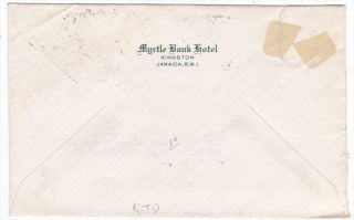 Jamaica Kingston Myrtle Bank Hotel to US 1939 Cover