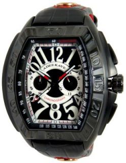 Adee Kaye Mens Black Dial Oversized Big Numerals Chronograph Watch