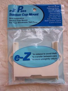New EZ Pass Toll Tag Holder Suction Cup Mount E Z White
