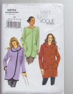Easy Vogue Coat Pattern Easy Sewing Pattern V8754
