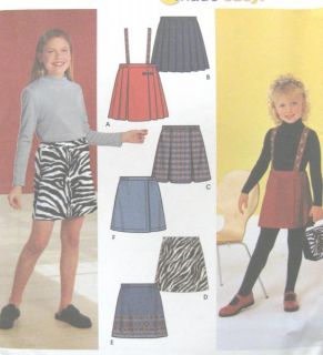 Girls Childs Skirts Sewing Pattern Optional Suspender Mock Wrap Front