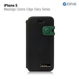 Black Protective Diary Case Wallet for iPhone 5 with Credit Card Bill