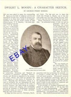1900 Dwight L Moody Article Northfield MA Preacher