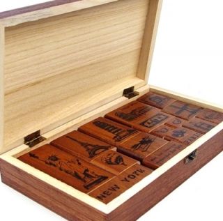 Decorative Stamps Making Memeries 17pcs in Wooden Box