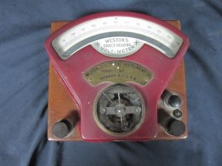 Antique Weston Electrical Instruments Direct Reading Volt Meter Model