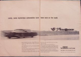 1957 FORD EDSEL AUTOMOBILE AD   Coming Soon   2 Pages   Dearborn MI
