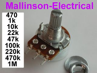  4K7 1K 10K 22K 47K 100K 220K 470K 1M Variable Resistor Lin Log