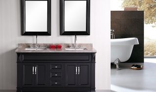 Design Element Hudson 60 Double Sink Bathroom Vanity Espresso Finish