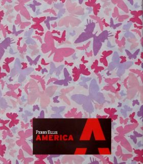 Perry Ellis Papillion Butterflies Pink Purple 4pc Full Sheets Bedding