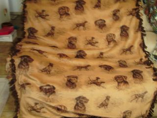 Brown Lab Dogs Print Front Fleece Blanket Double Panels
