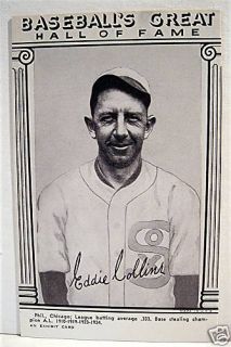 Eddie Collins Baseball Great Hall of Fame Exhibit Card