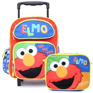 Elmo 12 Rolling School Roller Backpack Lunch Bag Set Ha Ha