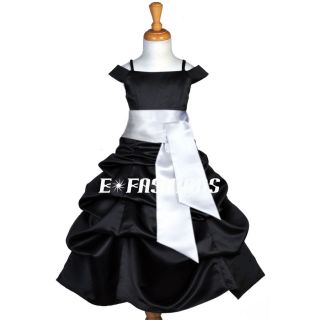 Black White Bridesmaid Holiday Wedding Flower Girl Dress 4 4T 5 6 7 8