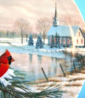 Edwin M Knowles Cardinals in Winter Plate Sam Timm Birds of The