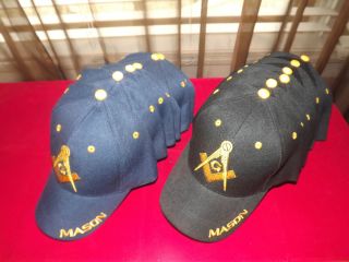 lot of 6 Embroidered Hats Freemason Masonic Ball Style Caps 3 Blue 3