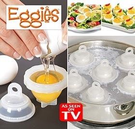 Eggies Hard Boiled Egg Cookers Set of 6 as Seen on TV with Free