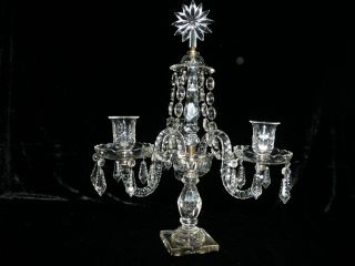 BEAUTIFUL EARLY 19TH CENTURY 3 BRANCH BACCARAT CRYSTAL CANDELABRA