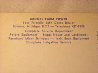  Farm Power John Deere Post Card Edmore Michigan 