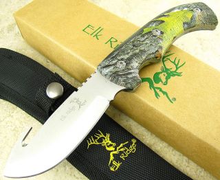 Elk Ridge Full Tang Guthook Skinning Fixed Blade Knife Camo Handle