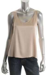 Eileen Fisher New Taupe V Neck Silk Shell Pullover Top Petites PM BHFO